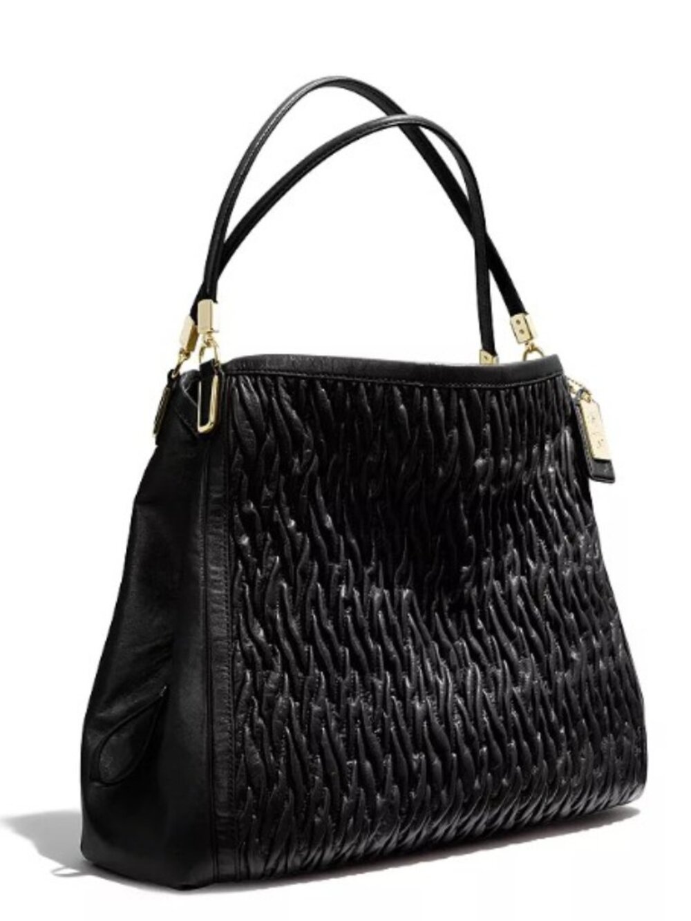 Coach Madison Black Gathered Leather Phoebe Shoulder Bag Hobo